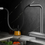 Thumbnail: Contemporary Black Brass Waterfall Kitchen Faucet with Pull-Out Sprayer