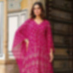 Magenta Georgette Kaftan Kurta & Plazo Set