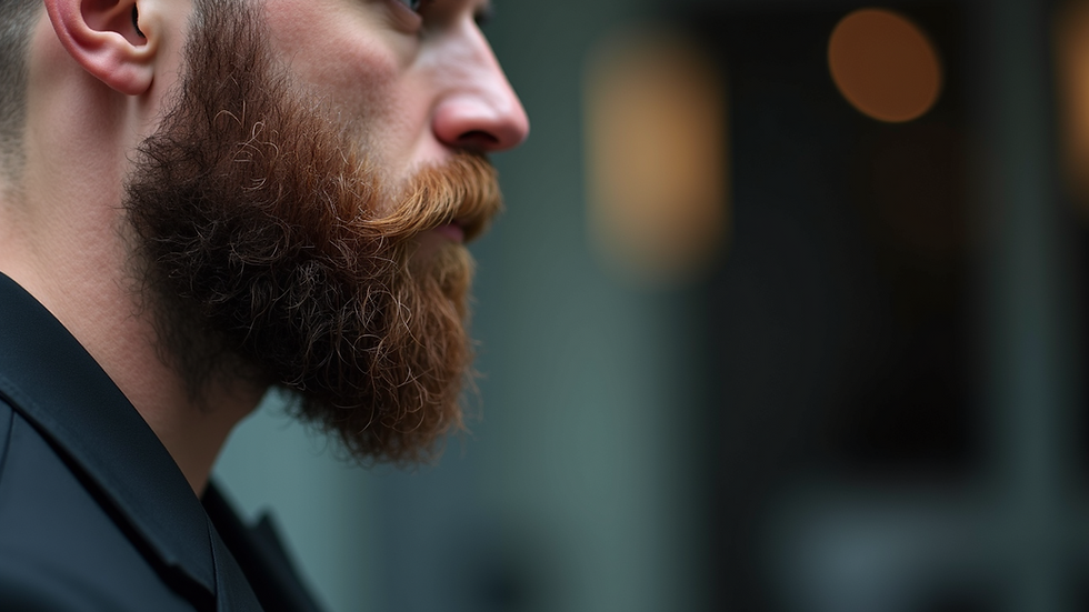 Close-up view of a well-groomed beard with a stylish cut