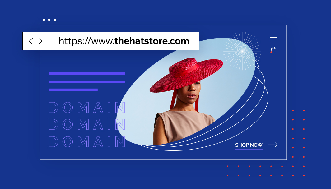 Negozio di cappelli con dominio in evidenza