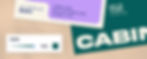 Wix 名刺メーカーで作成した、フォレストグリーンとライラックを基調とした Cabin という建設会社の名刺デザイン。名刺には「屋根工事、住宅建設、リフォーム」と記載。
