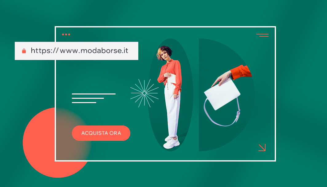 Negozio online di borse con dominio in evidenza