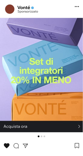 Inserzione instagram per un sito web di integratori alimentari