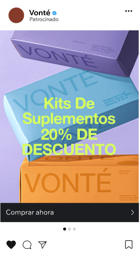 Anuncio de Instagram para una tienda de suplementos alimenticios.
