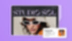 Una mujer con un gorro de ganchillo y gafas de sol en la página de inicio de Studio Sol, una tienda online de gafas de sol cuyo nombre se creó con el generador de nombres para negocios de Wix.