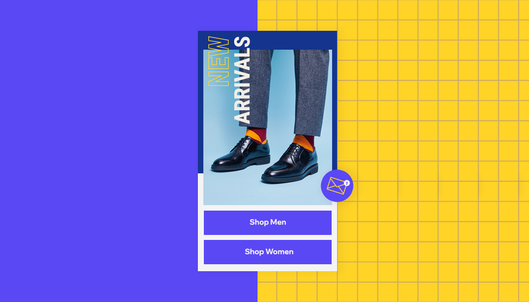 Negozio di scarpe con busta da lettera in evidenza