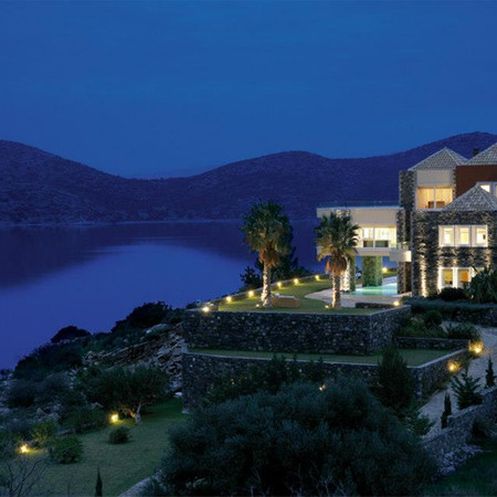 Noght view of the sea and Villa Marina in ELOUNDA CRETE