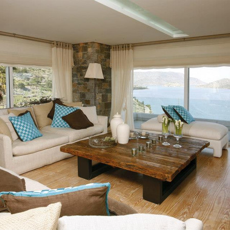 Sitting room with an amazing sea view in Spaces in Villa Marina in ELOUNDA CRETE