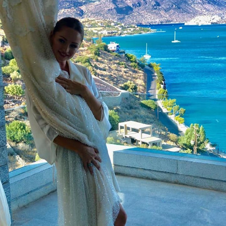 A beautiful girl relaxing in Villa Marina in ELOUNDA CRETE