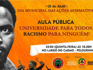 Dia Municipal das Ações Afirmativas será celebrado com aula pública!