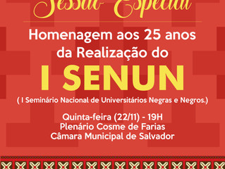 Sessão na Câmara celebra os 25 anos do I Seminário Nacional de Universitários Negros e Negras (Senun