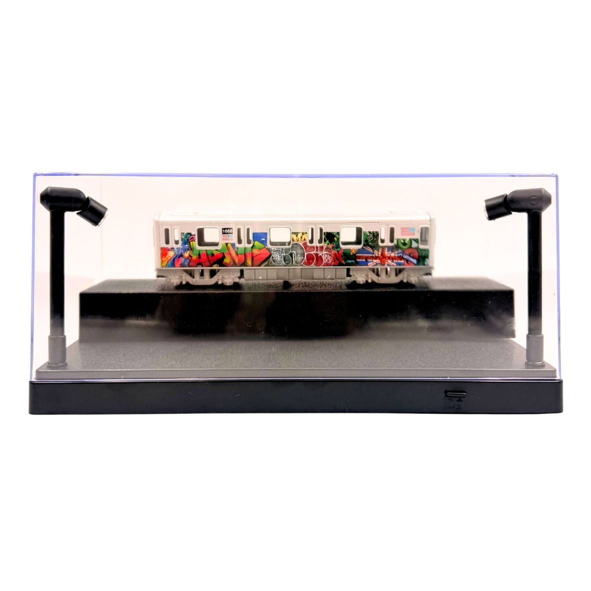 Die cast Model Graffiti Train and Illuminated Display Case Bundle