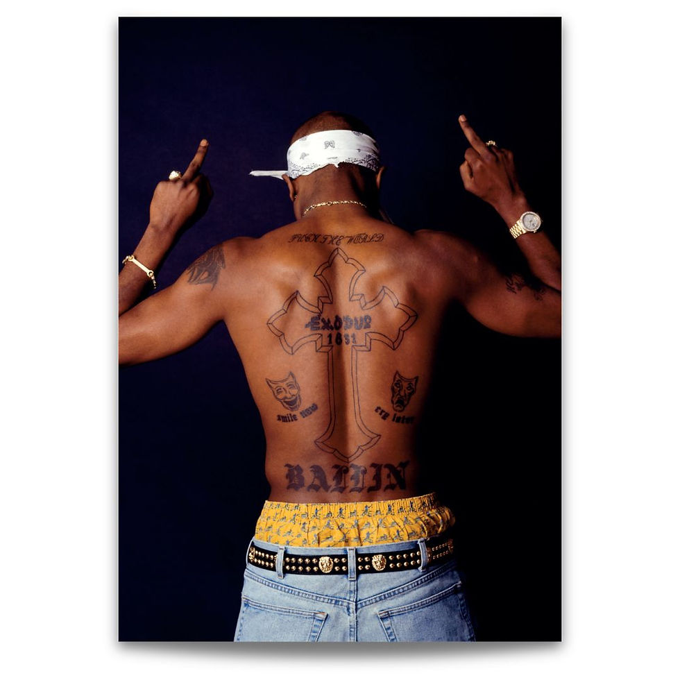 Tupac Shakur with Back Tattoos – Iconic 90s Hip-Hop Poster by Chi Modu®