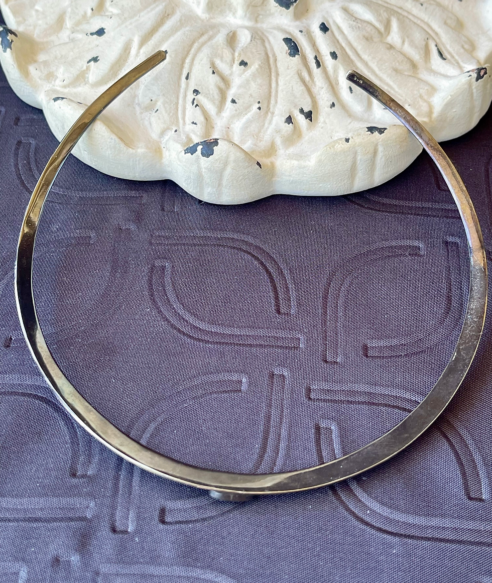 Thumbnail: 1980's Vintage Minimalist Sterling Silver and Onyx Choker