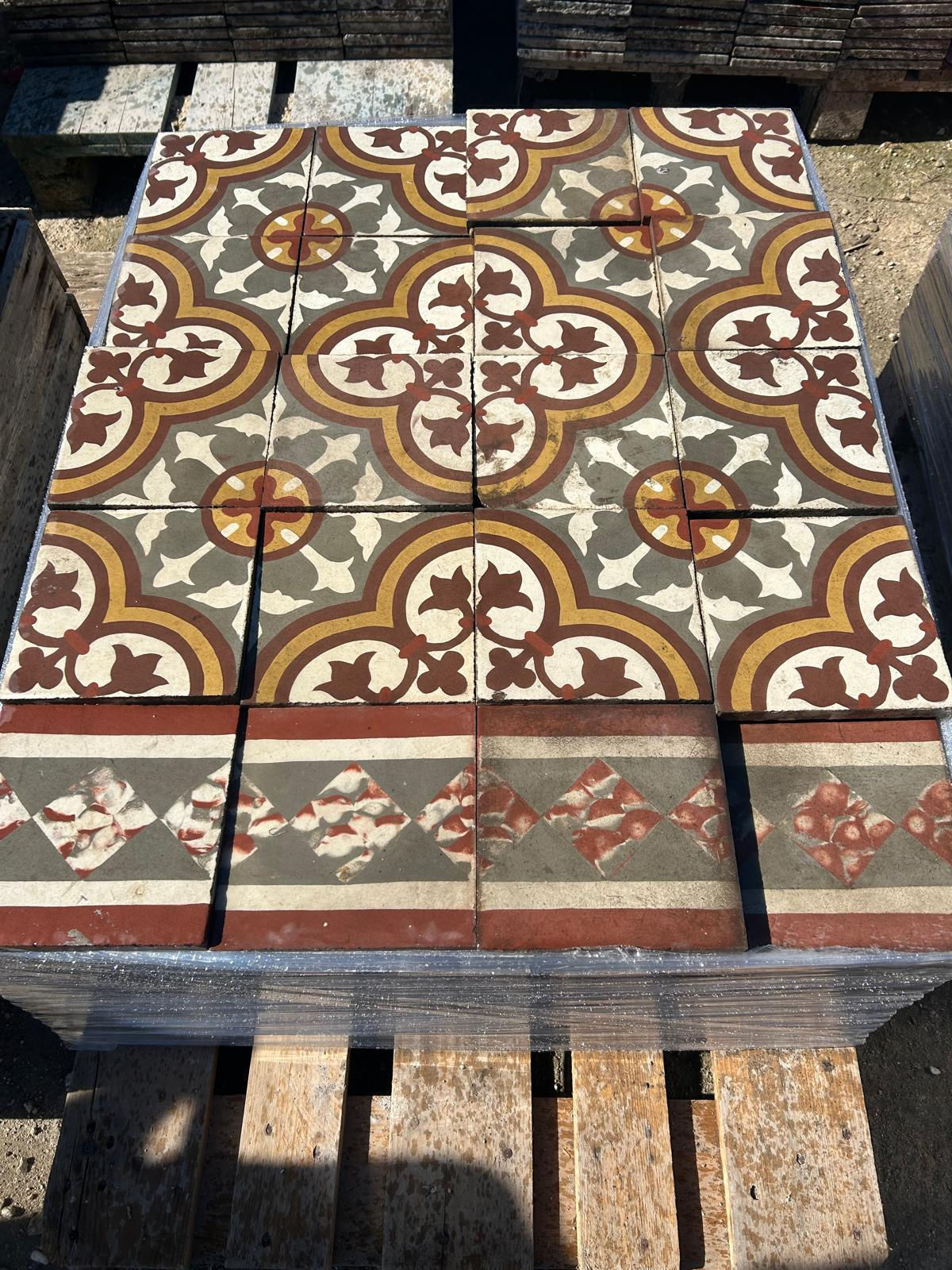 Cementine geometriche siciliane di recupero pavimento - CEM 053