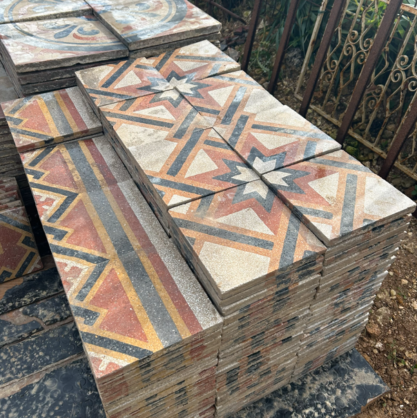 Miniatura: Graniglie geometriche siciliane pavimento di recupero - GRA 001