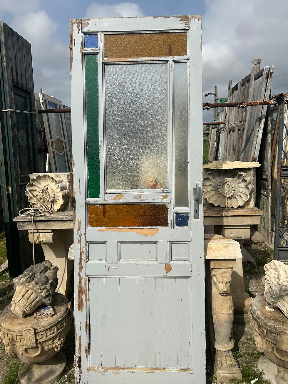 Miniatura: Porta anta singola bianca con vetri artistici decorati - PRT 013