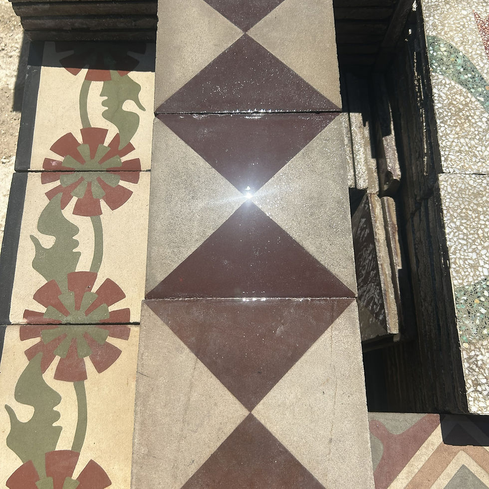 Miniatura: Cementine geometriche siciliane di recupero pavimento - CEM 056