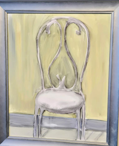 local artist cathy kline columbia sc painting called white chair painting of white chair 