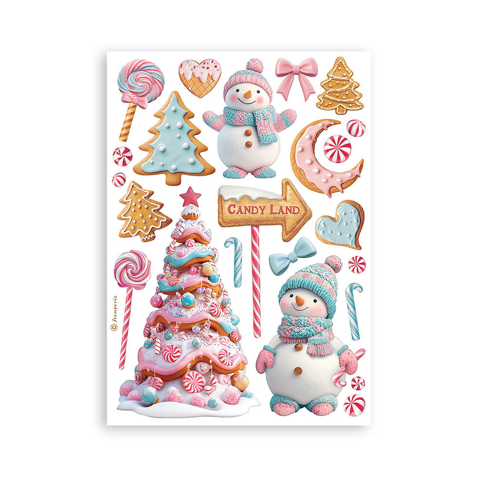 Miniature : Collection Candy Christmas - 8 Feuilles autocollantes - Stamperia