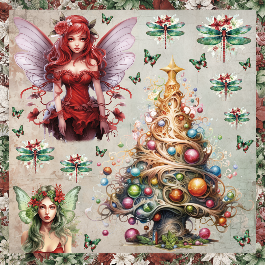 Miniature : Collection Xmas Fantasy - BellaLuna Crafts - 12 pages 20x20 - Découpe