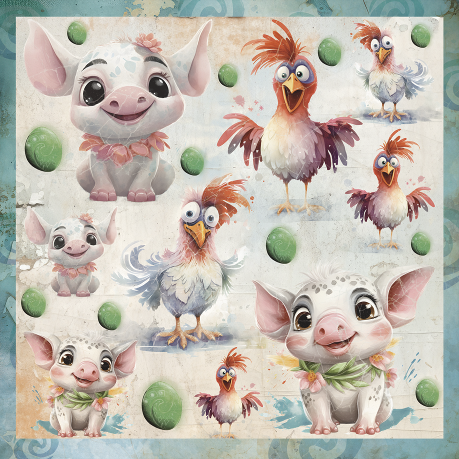 Miniature : Collection Aloha - BellaLuna Crafts - 12 pages 20x20 - Découpes