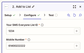 configure sms everyone add to list