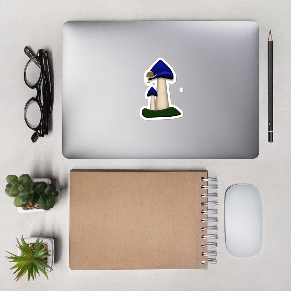 Blue Mushroom And Snail Companion Bubble-free stickers