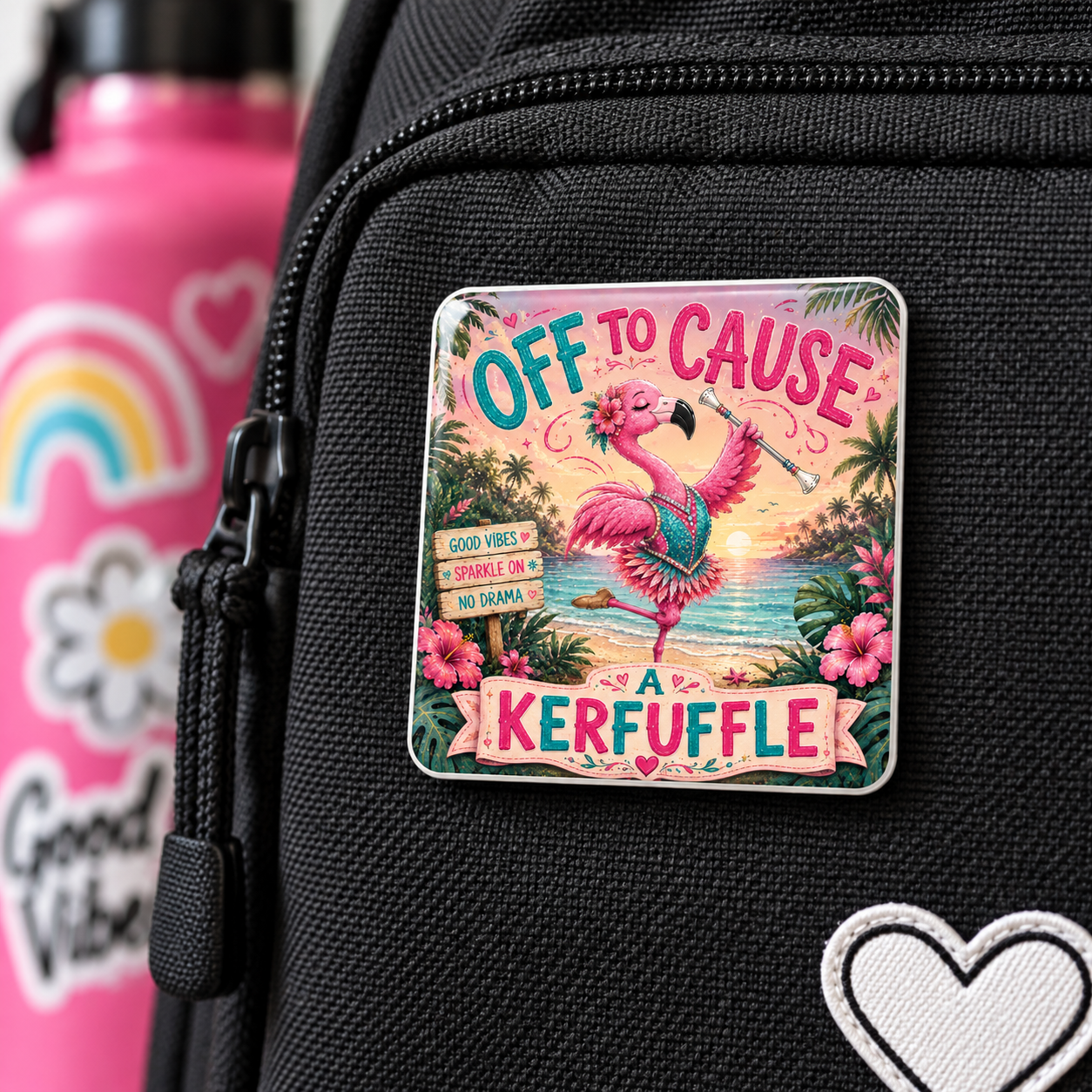 Flamingo: “Off to Cause a Kerfuffle” Pin