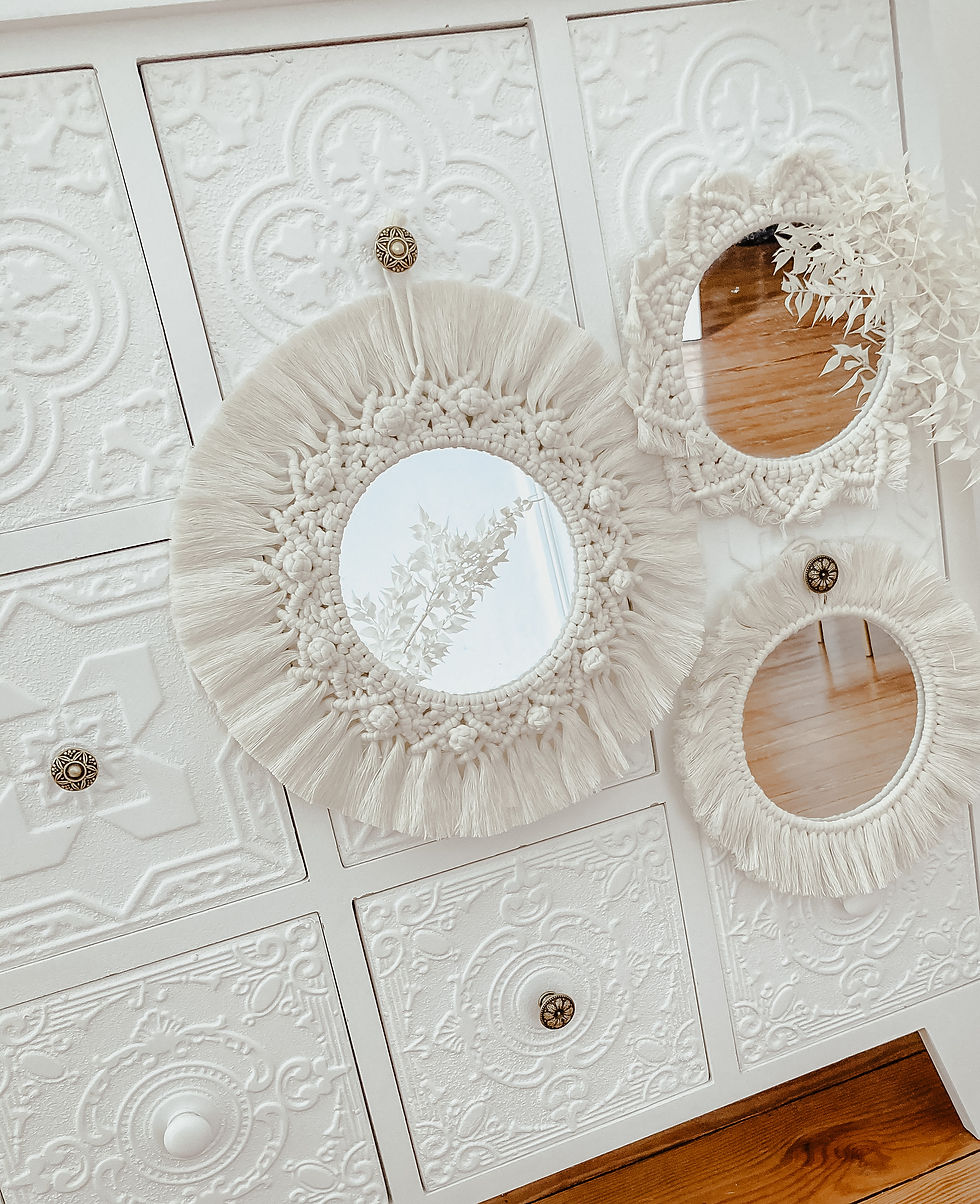 Miniaturbild: boho Makramee Mandala Spiegel in groß und mit Fransen