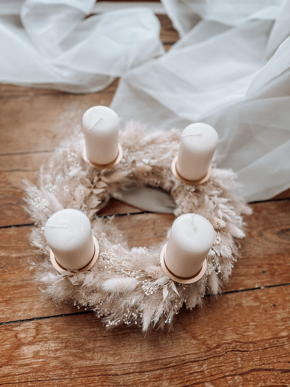 Miniaturbild: White Dreams- Boho Adventskranz in weiß