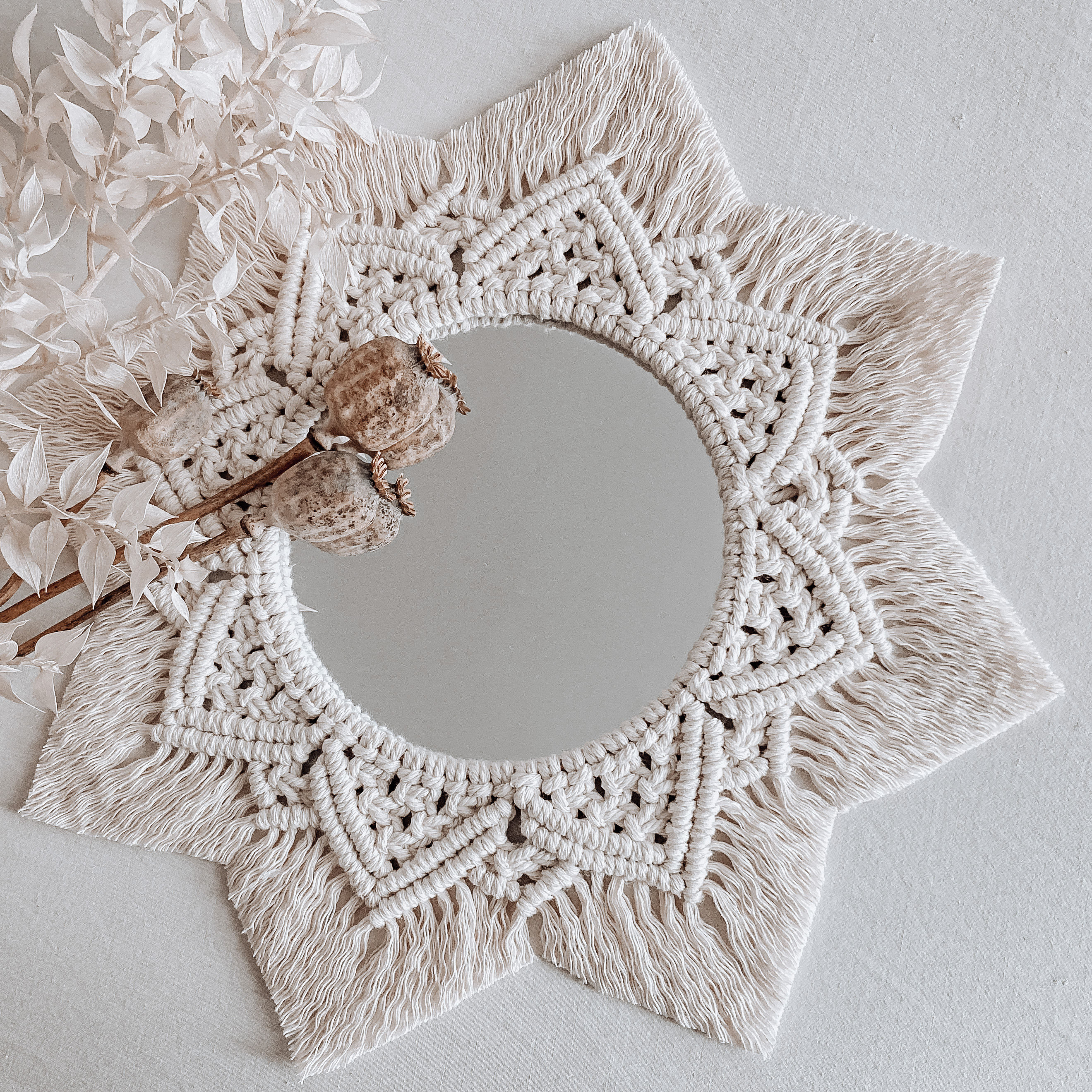 Makramee Spiegel Boho groß Fransen Hochzeitsgeschenk hochzeit Boho zuhause deko