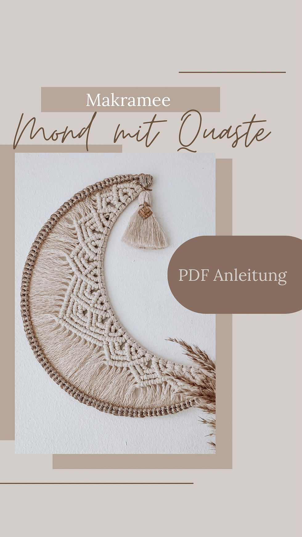 Miniaturbild: Makramee Mond mit Quaste - DIY Anleitung boho Deko
