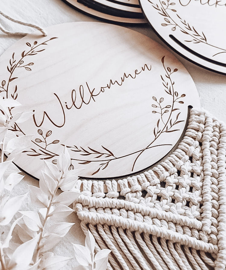Miniaturbild: Makramee Willkommensschild willkommen Hochzeitsdeko Boho Türkranz Türschild