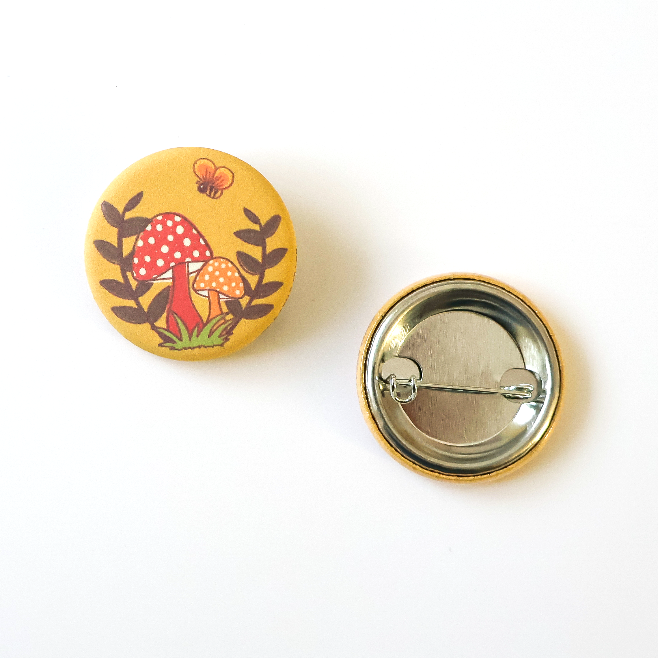 Woodland Mushrooms Button Pin – Soft Matte Finish