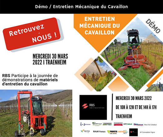 Démonstrations Traenheim le 30 mars 2022 entretien mécanique du cavaillon viticulture portiques RBS