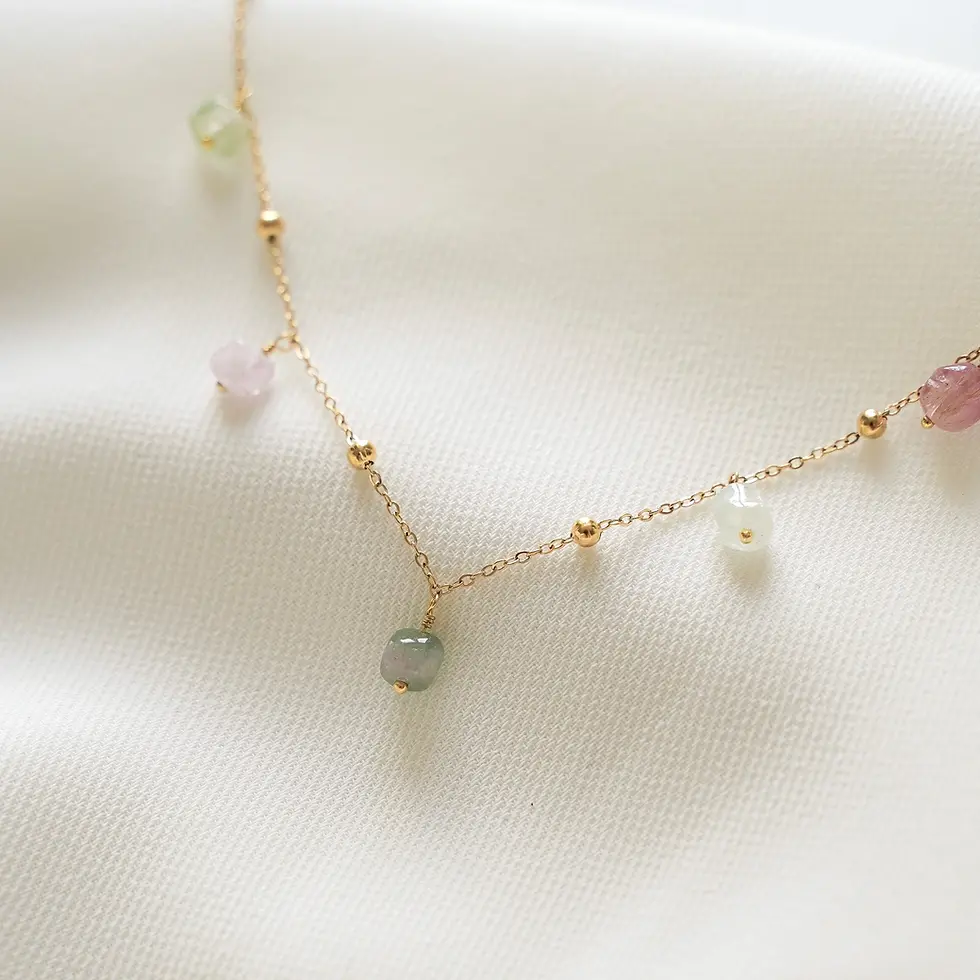 VC necklace with natural tourmaline pearls