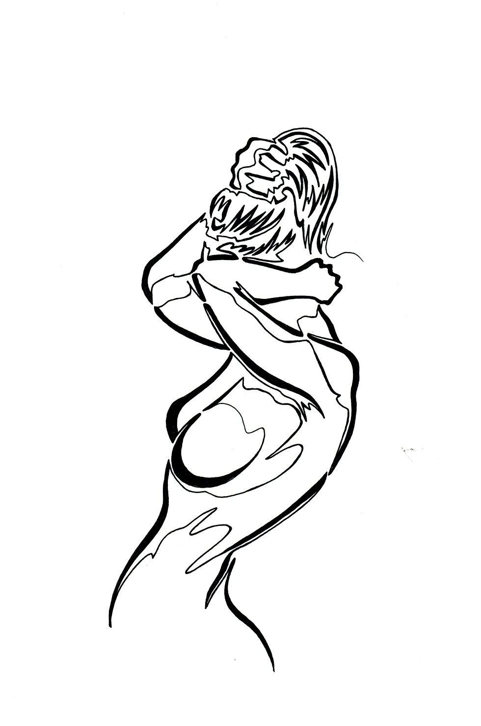 5) Adjusting her hair
