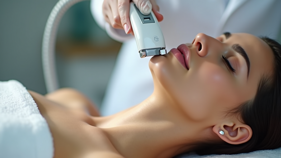 Close-up view of laser hair removal device on skin