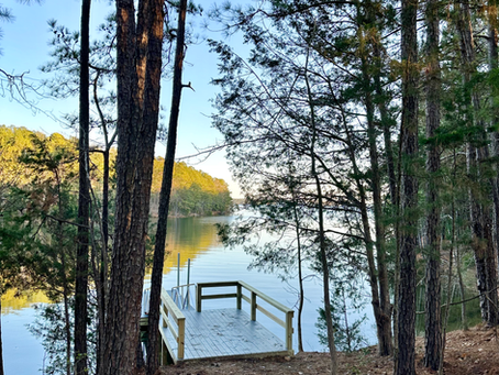 View of the dock at Lakeshore Family Campground and Lake Monticello