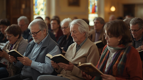 men and women reading the Bible