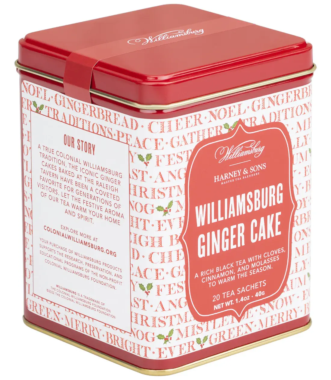 Let the festive aroma of Williamsburg Ginger Cake tea warm your home and spirit this holiday season.