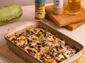 ABOBRINHA E CARNE MOÍDA GRATINADA