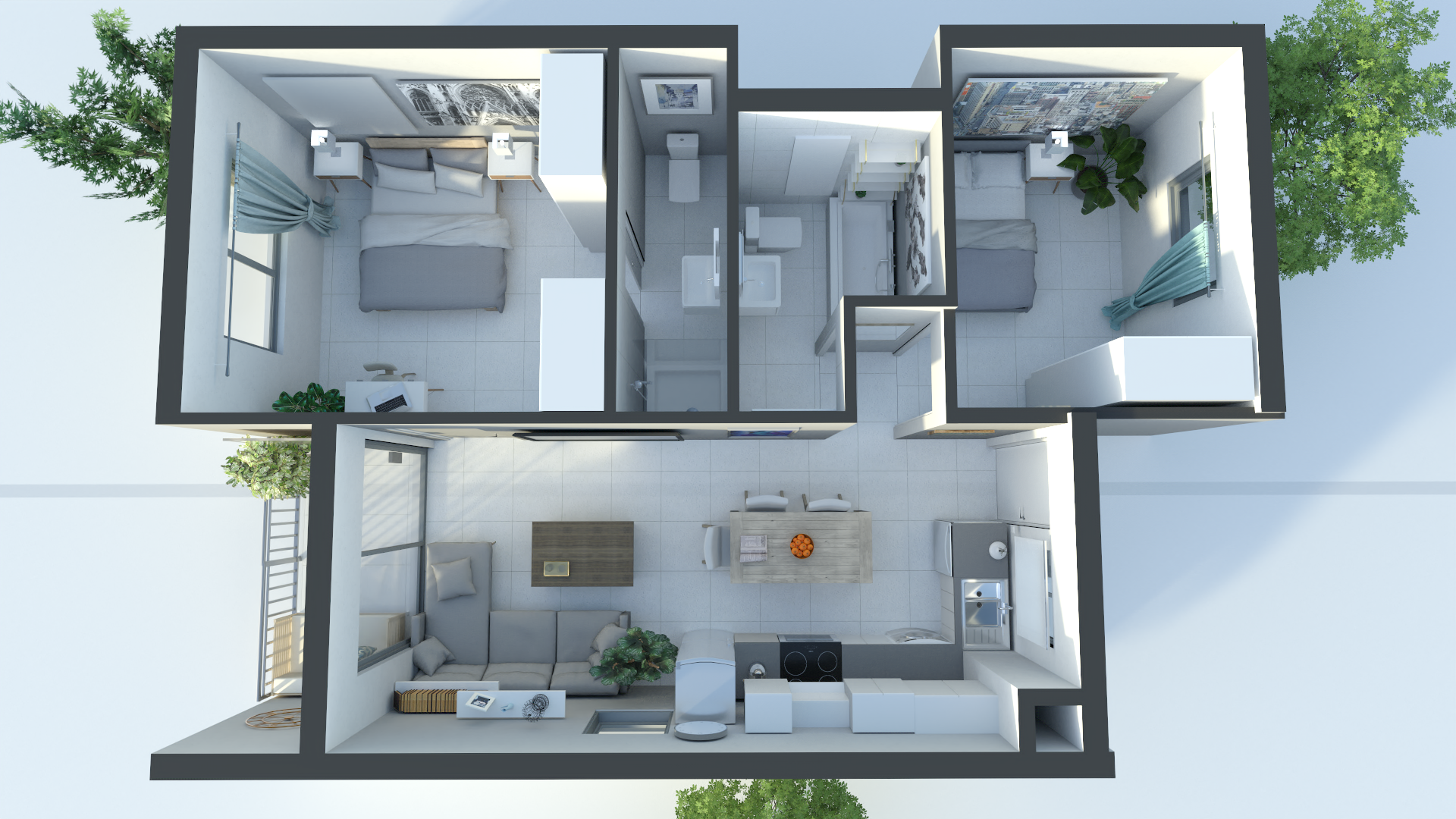 Palm Beach Villas interior architectural rendering