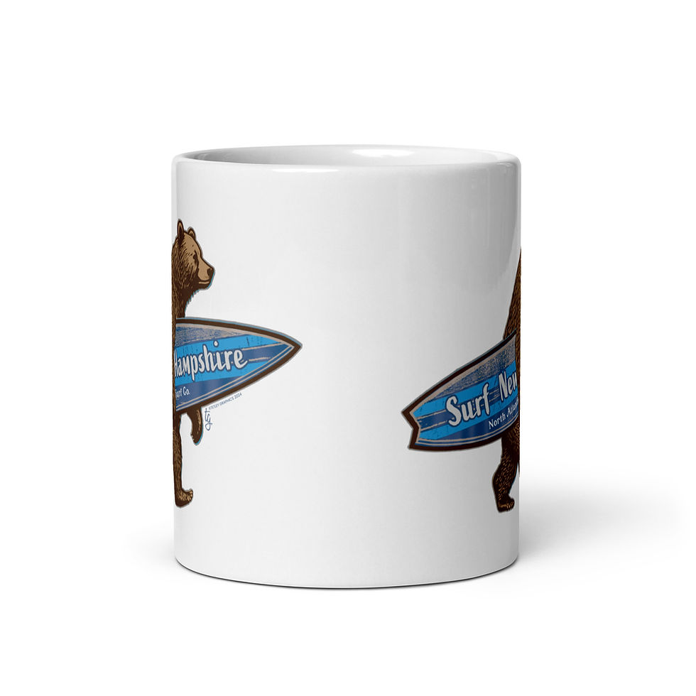 Thumbnail: Surf NH Bear White glossy mug