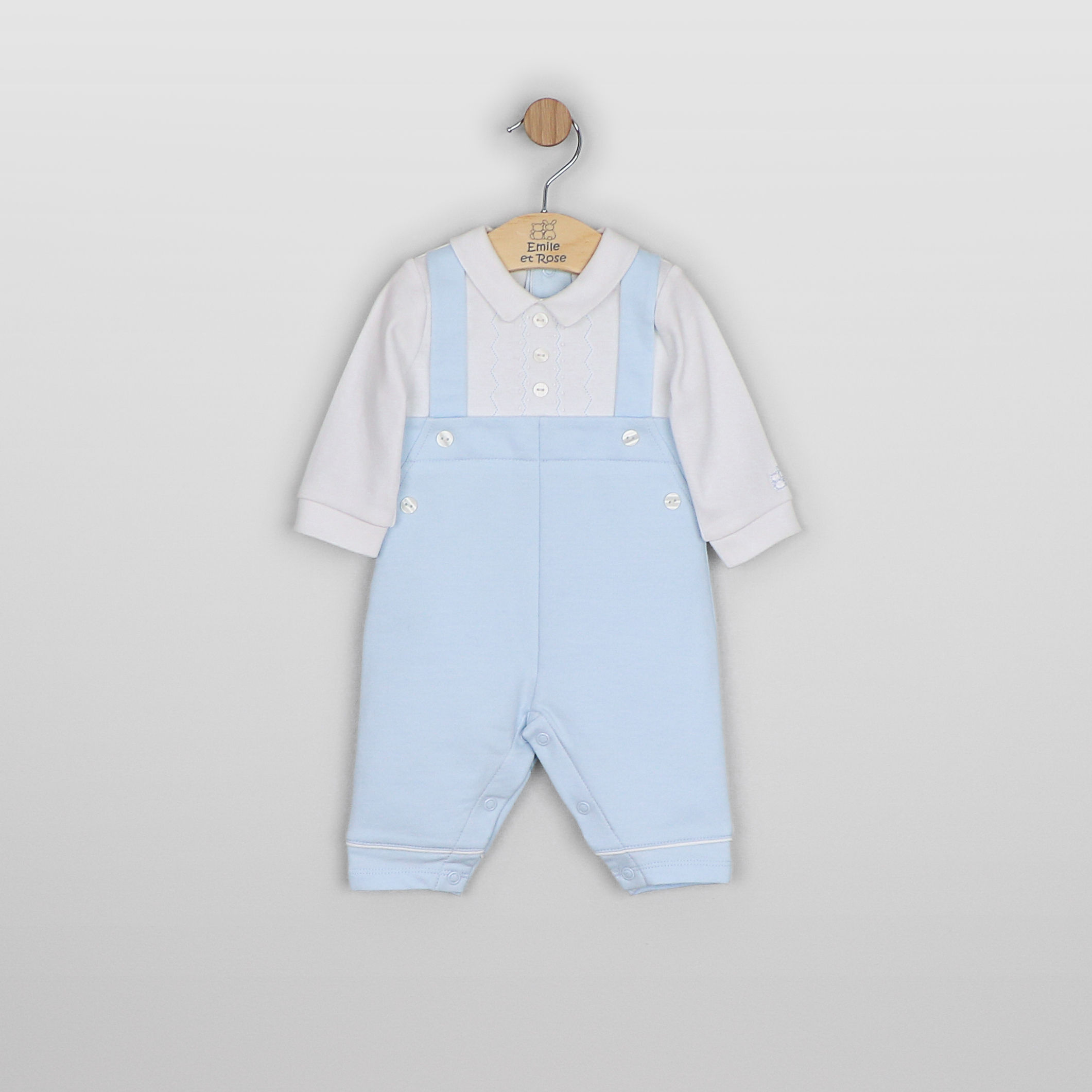 Emile et Rose - Maddox Blue Dungaree Babygrow