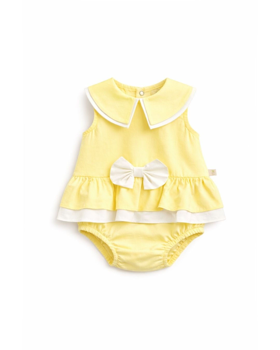 Caramelo Kids - Lemon Frill Waist Woven Romper