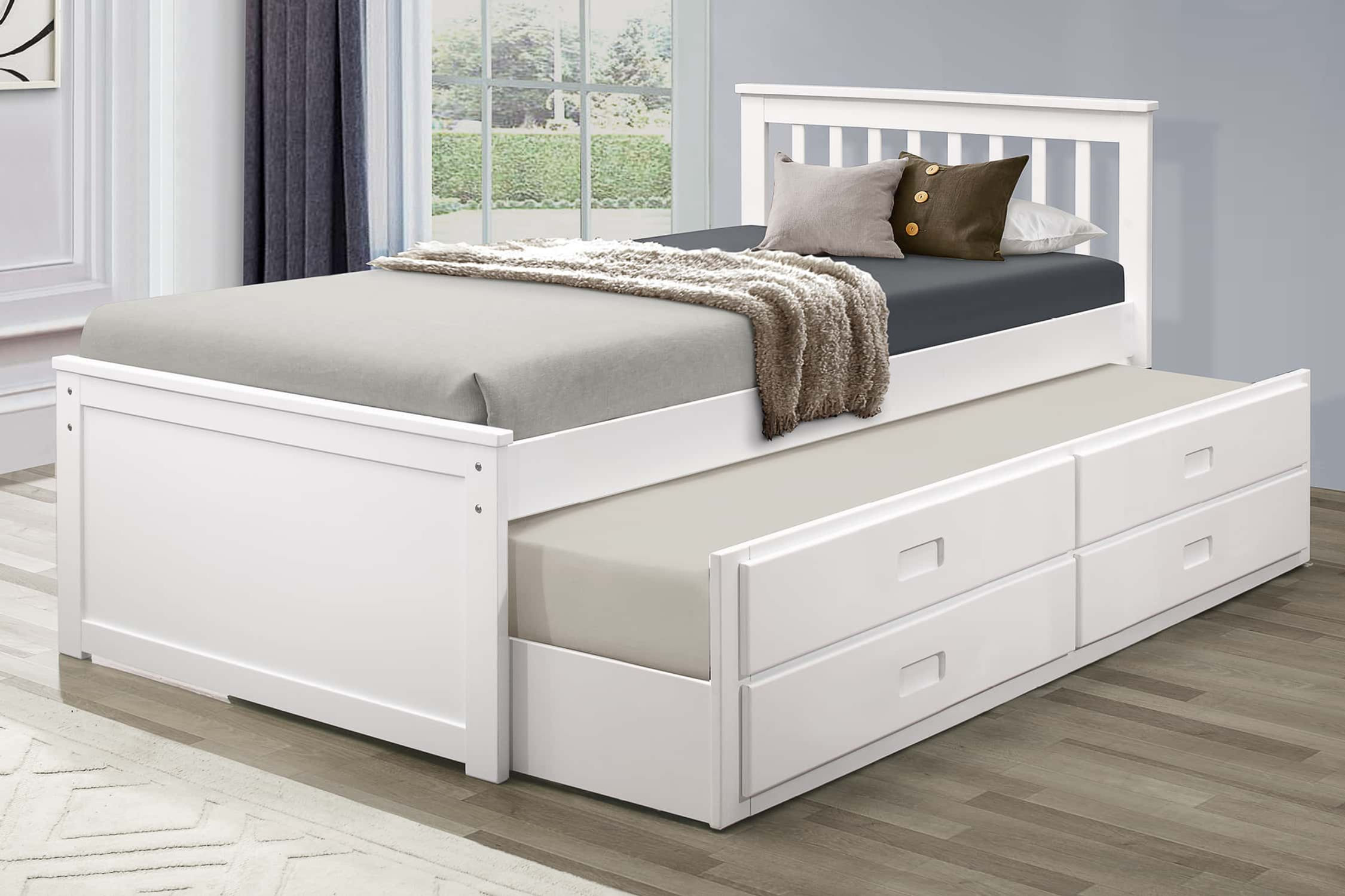 Cama Individual MOSES CAPTAIN con cama deslizable y 2 cajones Blanco