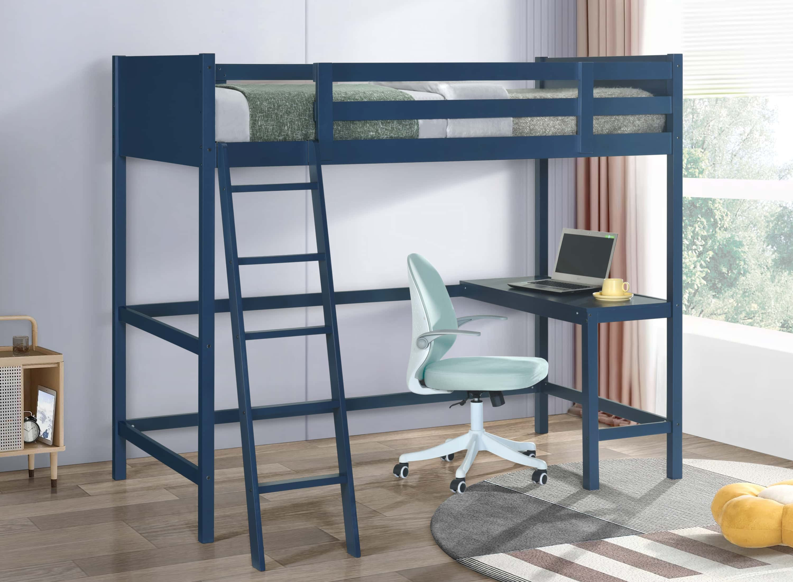 Litera Loft modelo PIXAR Individual con escritorio Azul profundo