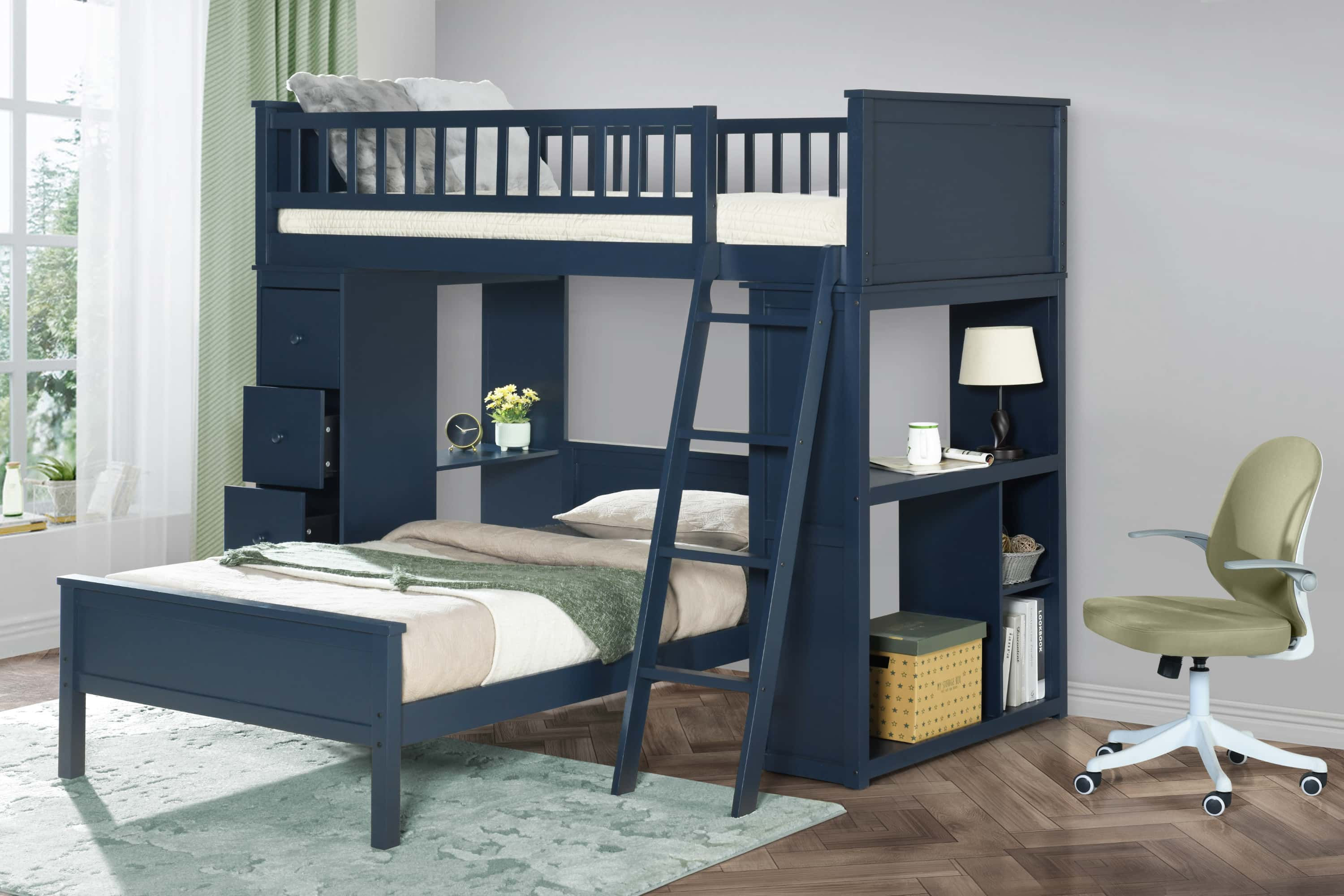 Litera Loft modelo DOMINIC Individual Azul profundo